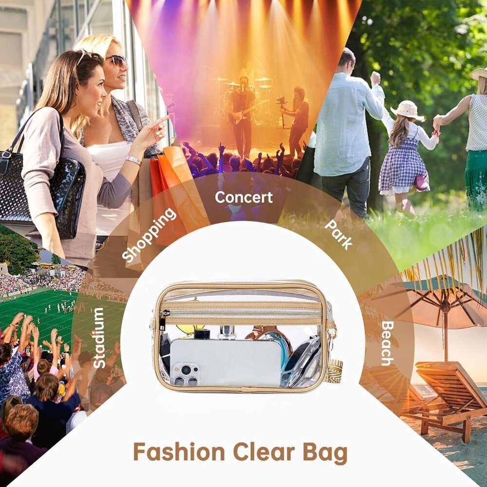 Clear PVC Crossbody Bag Women Men Stadium Approved Concert Festival Sports - Picture 5 of 7
